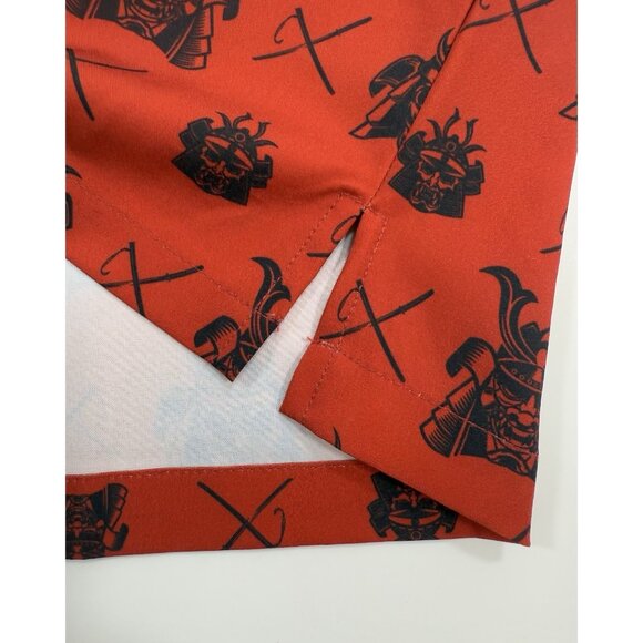 Retro Rifle McDojoLife Mens Shirt Red Samurai All Over Size Large Button Down - Picture 9 of 13